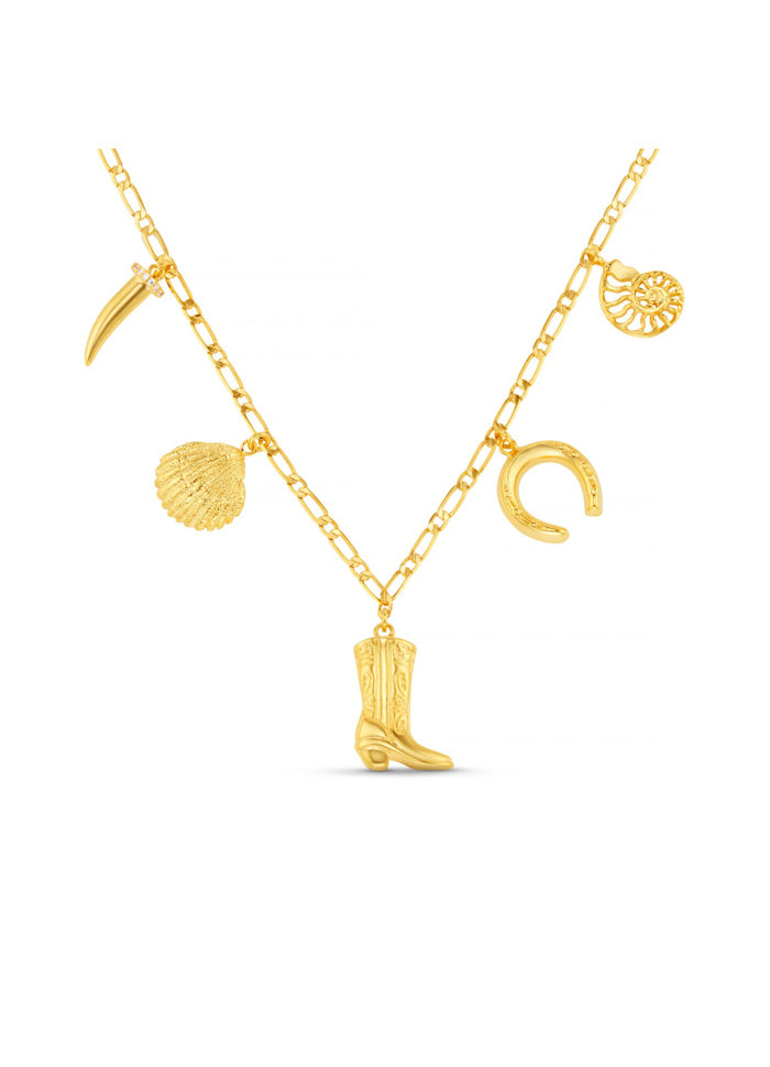 Eclectic Western Charm Necklace Gold