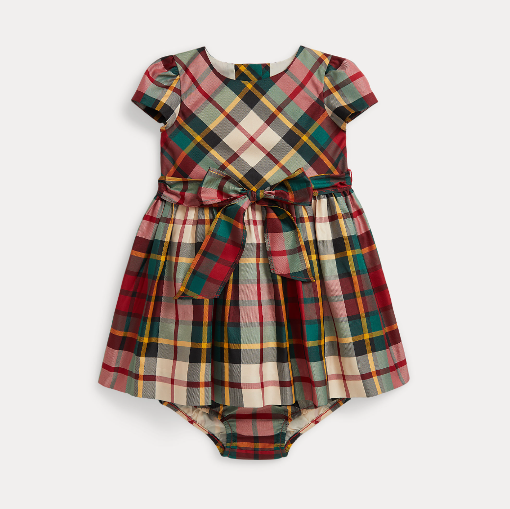 Woven-Fit & Flare Dress Red Cream Multi