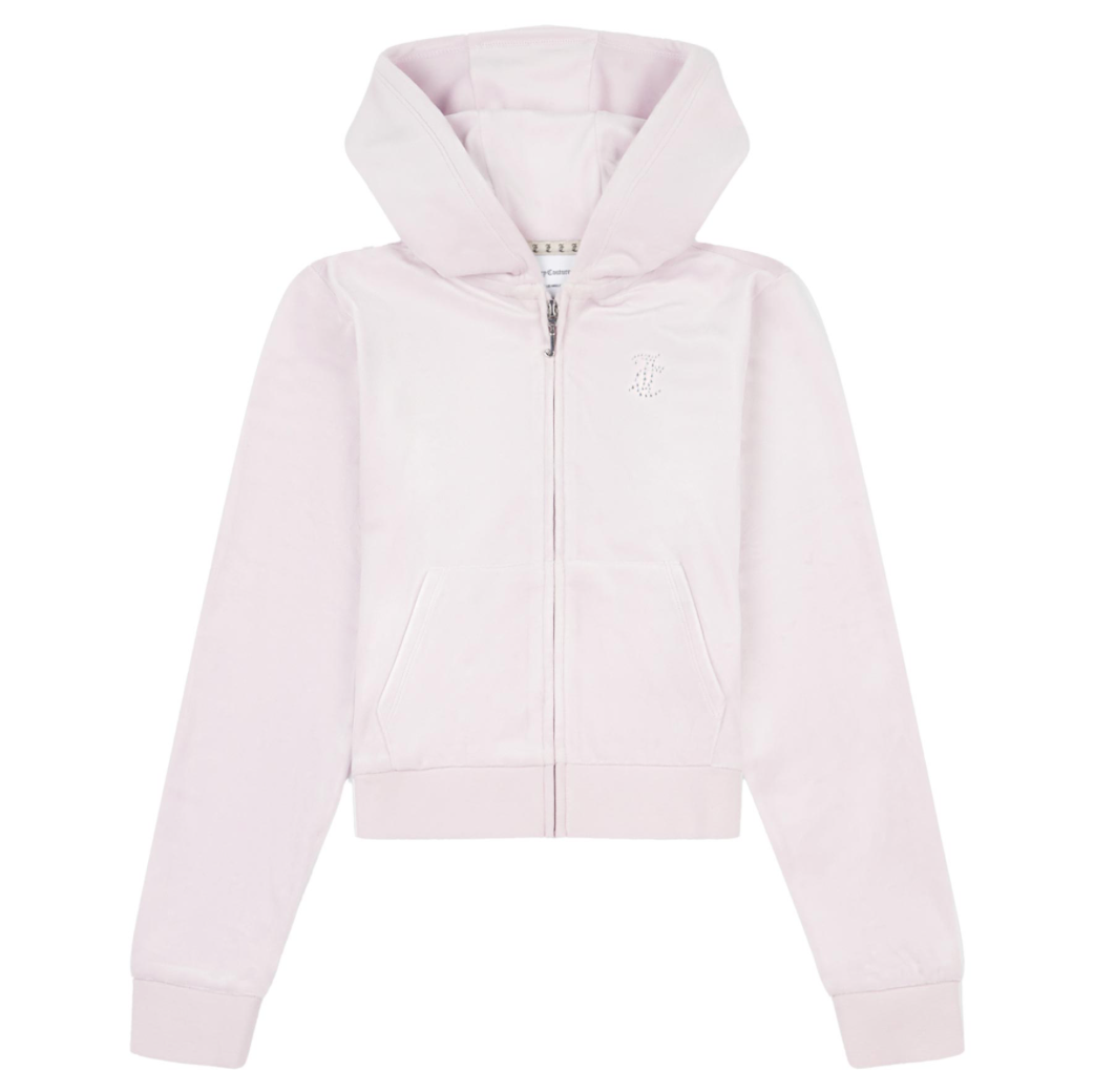 Diamante Velour Zip Tru Hoodie Lavender Fog