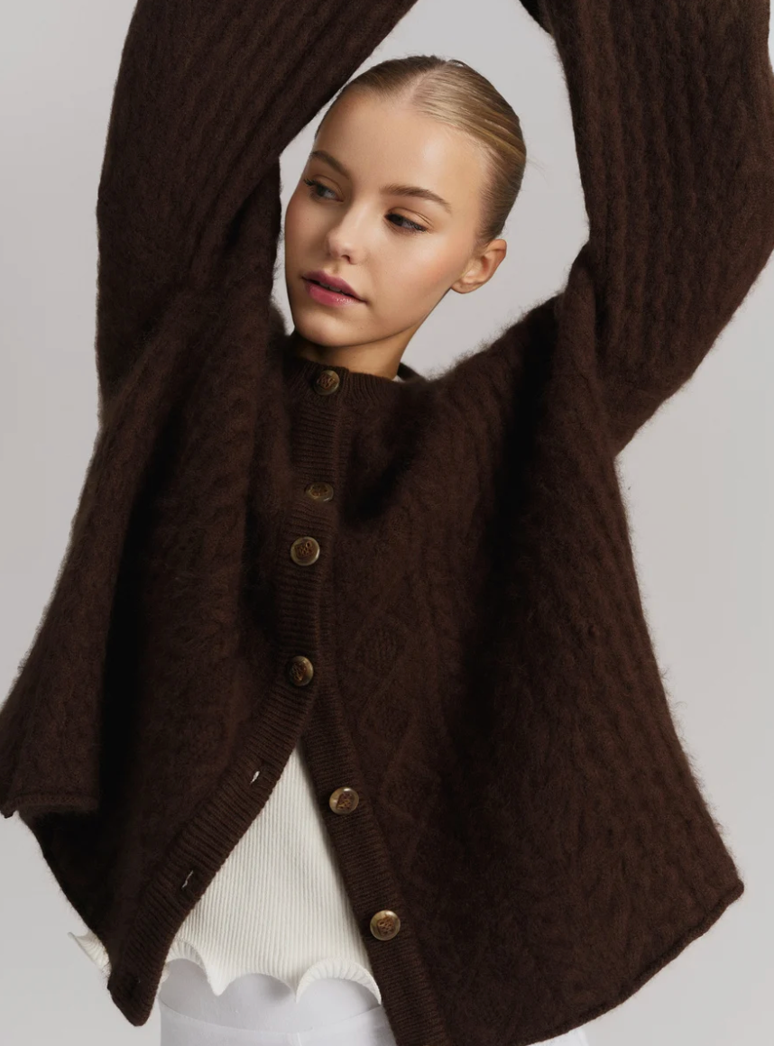 Ylva Brushed Cardigan Brown