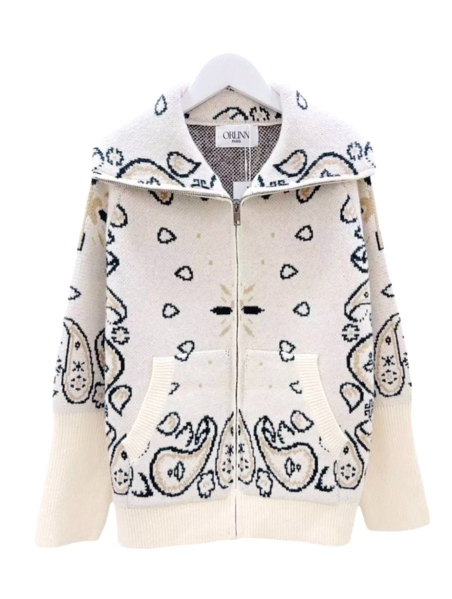 Paisley Zip Jacket Ecru