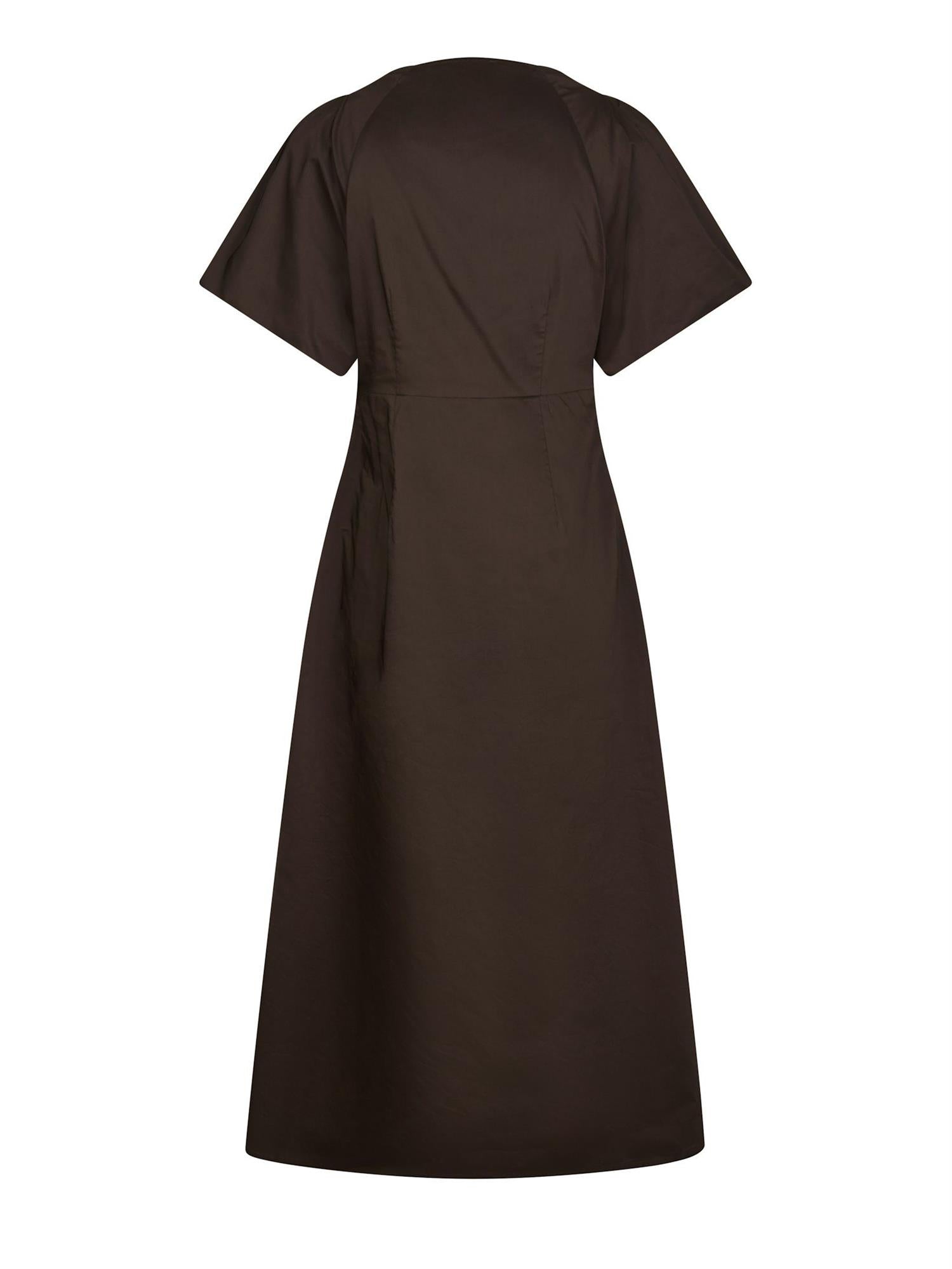 Illana Poplin Dress Chocolate Brown