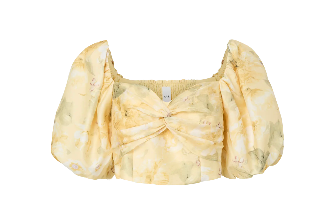 YASLEMON Short Top Pale Banana Lemon Print