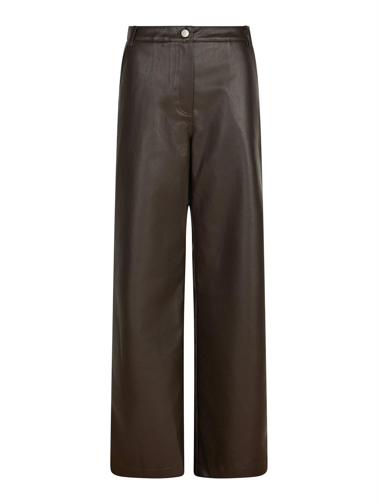 Pinur Faux Leather Pants Dark Brown