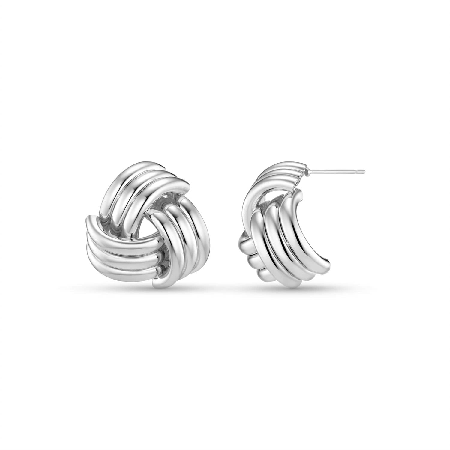 Interlocking Statement Stud Earring Silver