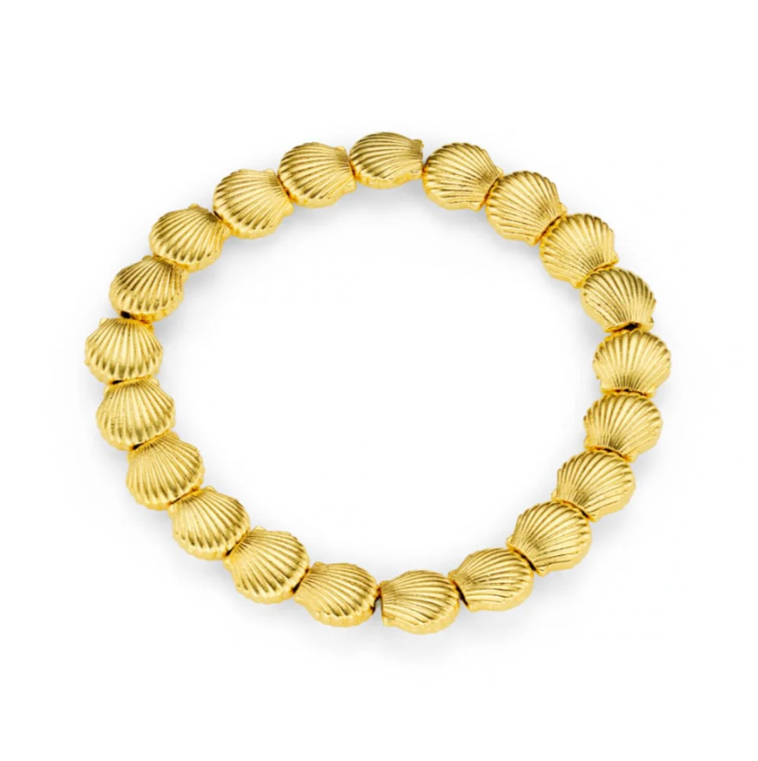 Metal Shell Stretch Bracelet Gold