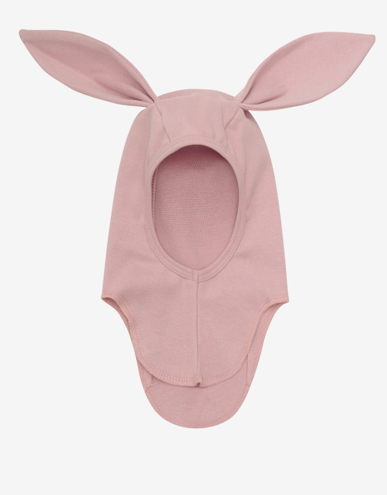 Balaclava Ears Cotton Rib Ash Rose
