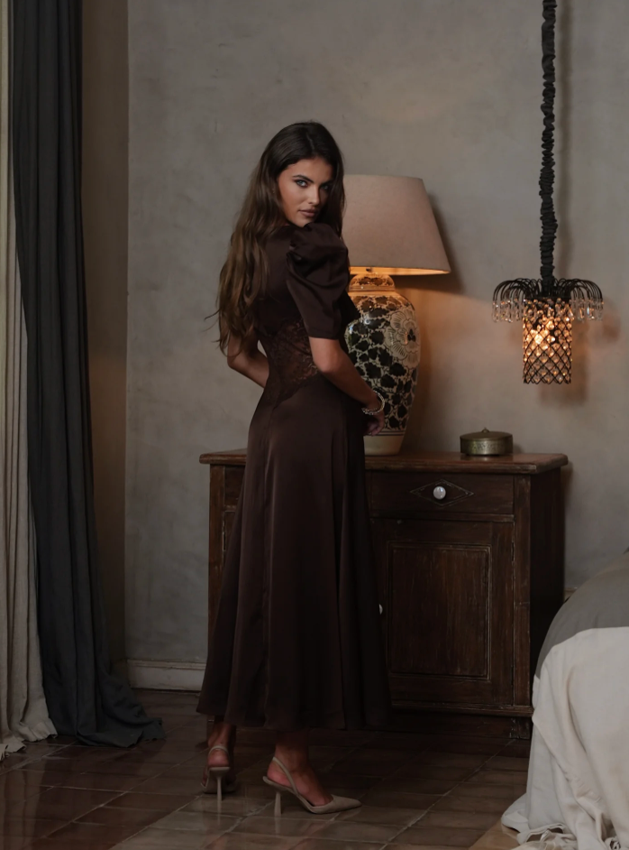 Francis Lace Midi Dress Espresso