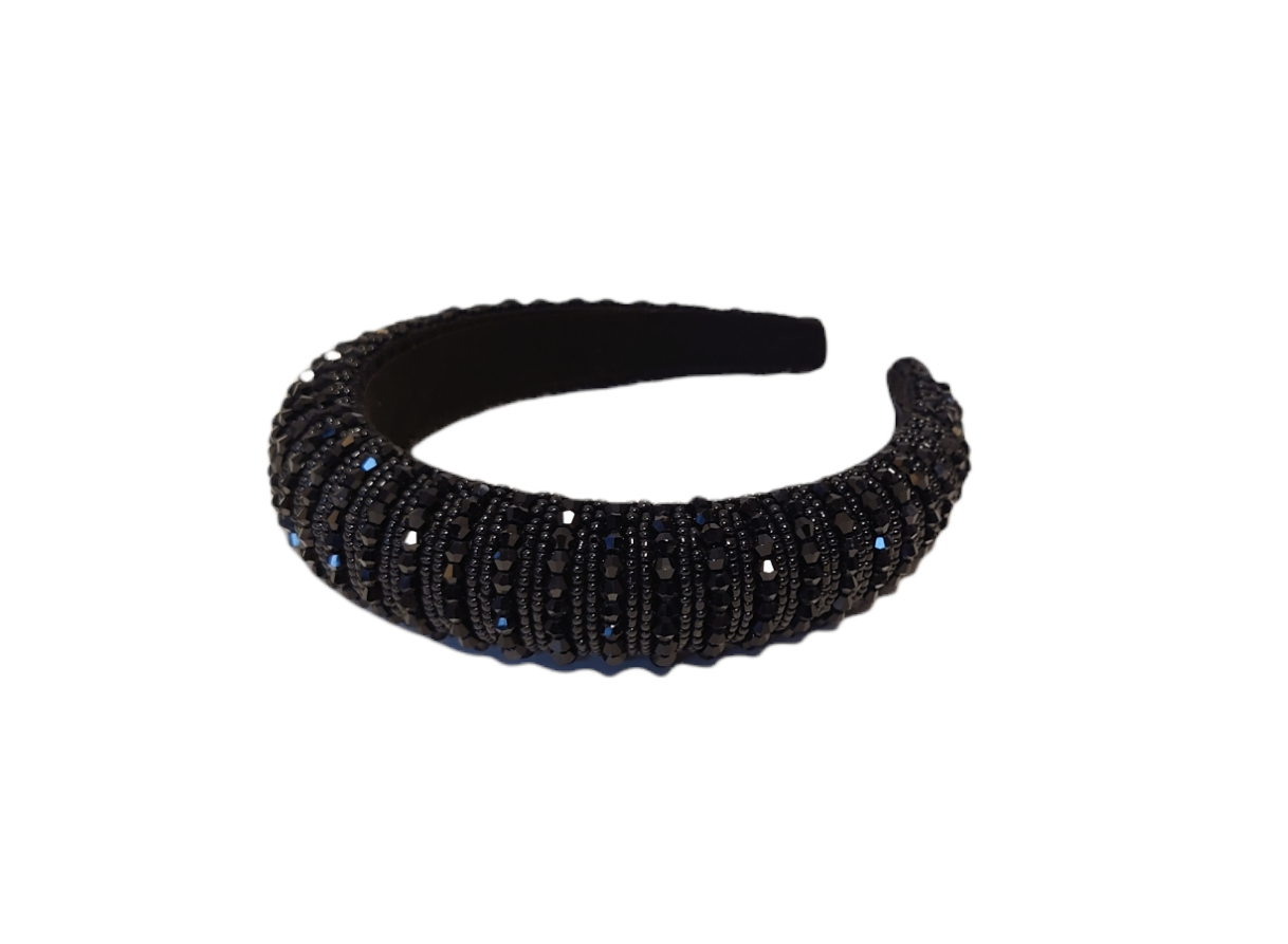 Stor Polstret Hårbøyle Pearl Black