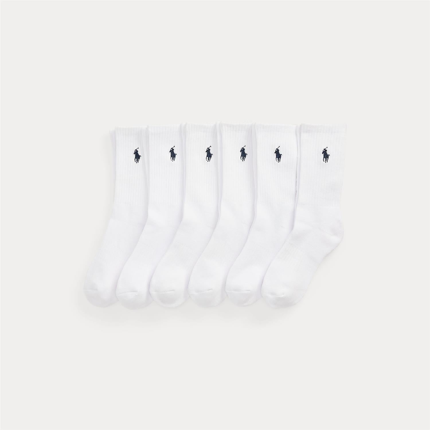 Athletic Crew Sock White 6-pack