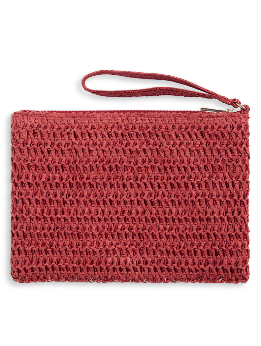 Mim Straw Clutch Red