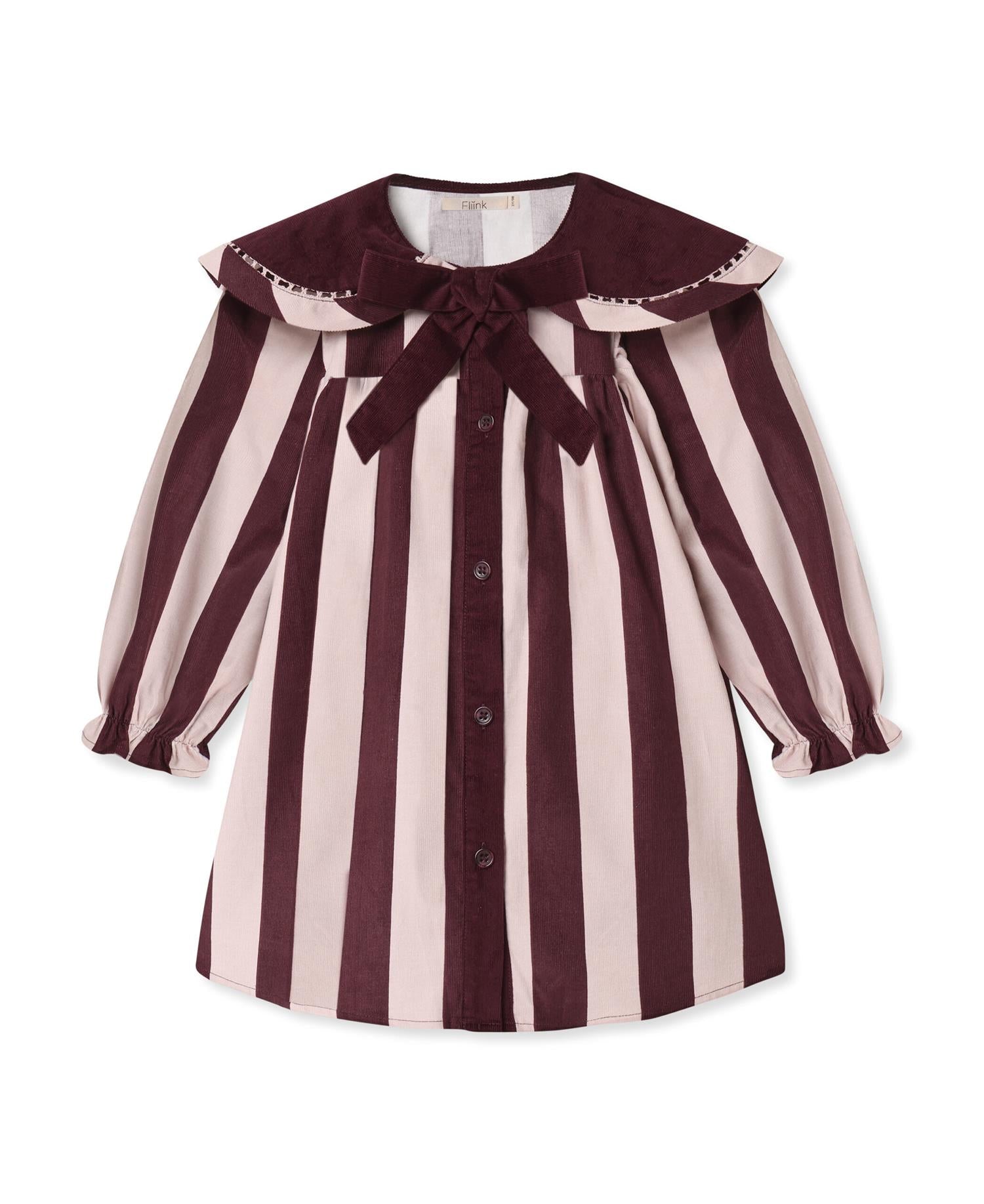 Dolly Stripe Collar Dress Chalk Pink/Burgundy Stripe