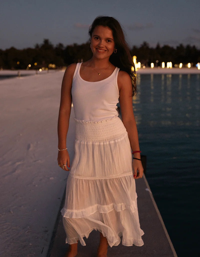 Amina Long Skirt White
