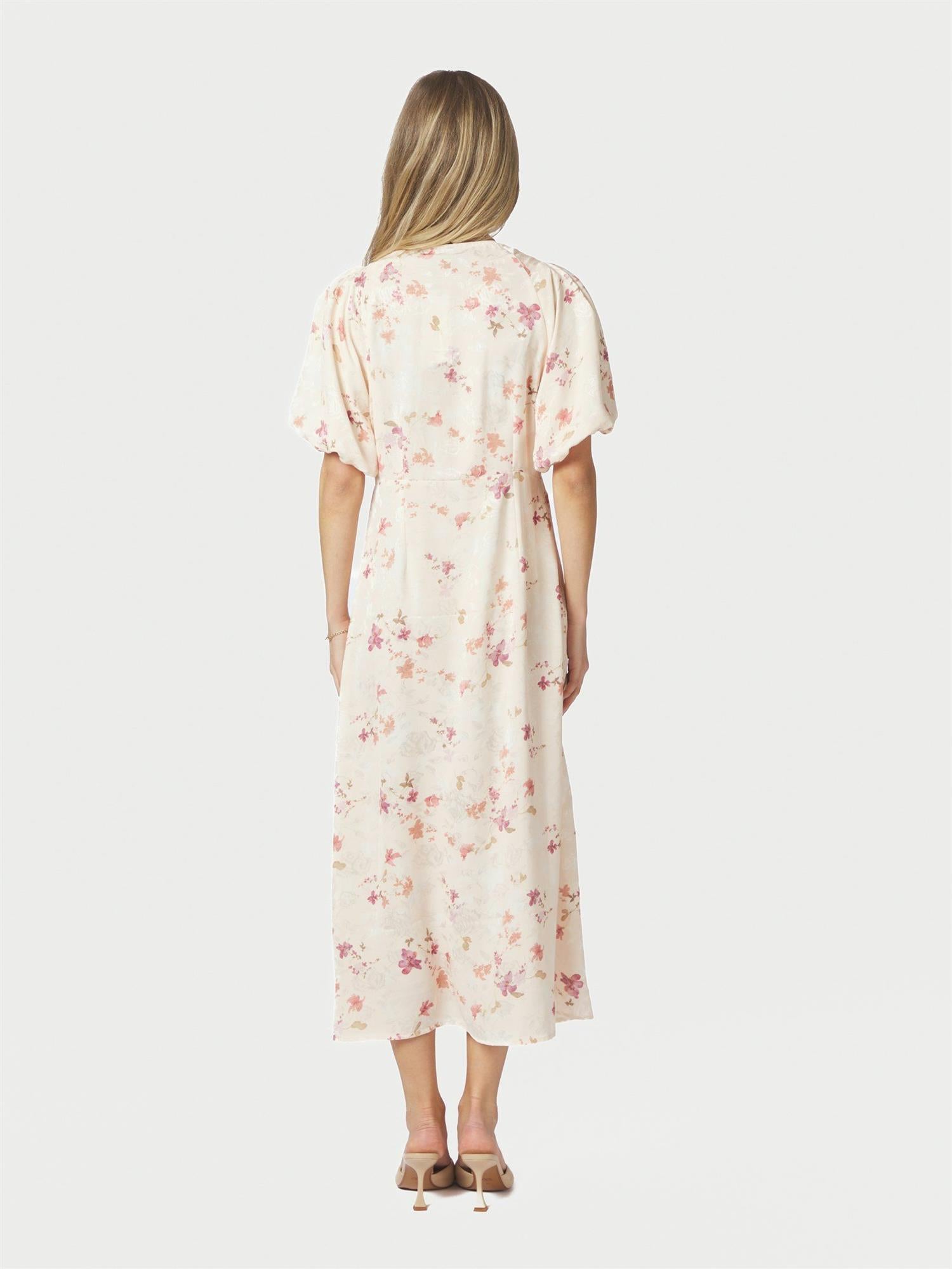 Illana Sateen Print Dress Creme