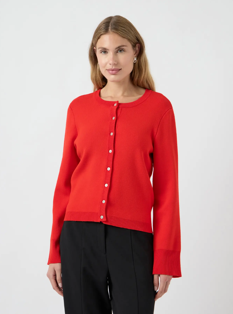 YASELENA LS KNIT Cardigan Red
