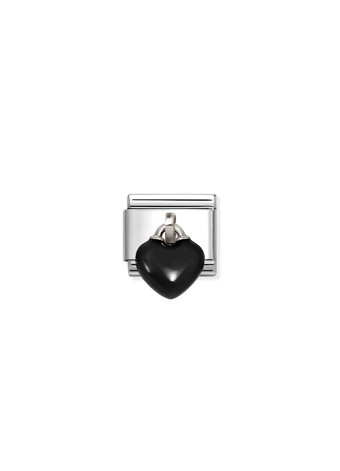 Silver Black Charm Heart
