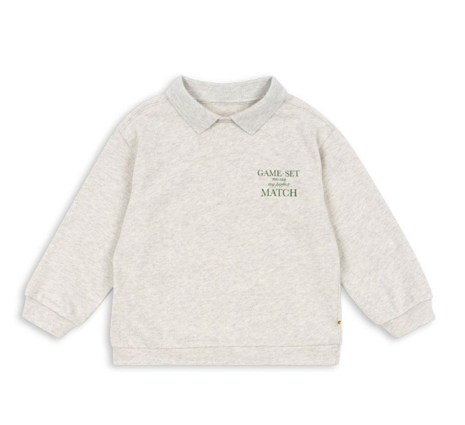 Spotty Langermet Polo Gots Off White Melange