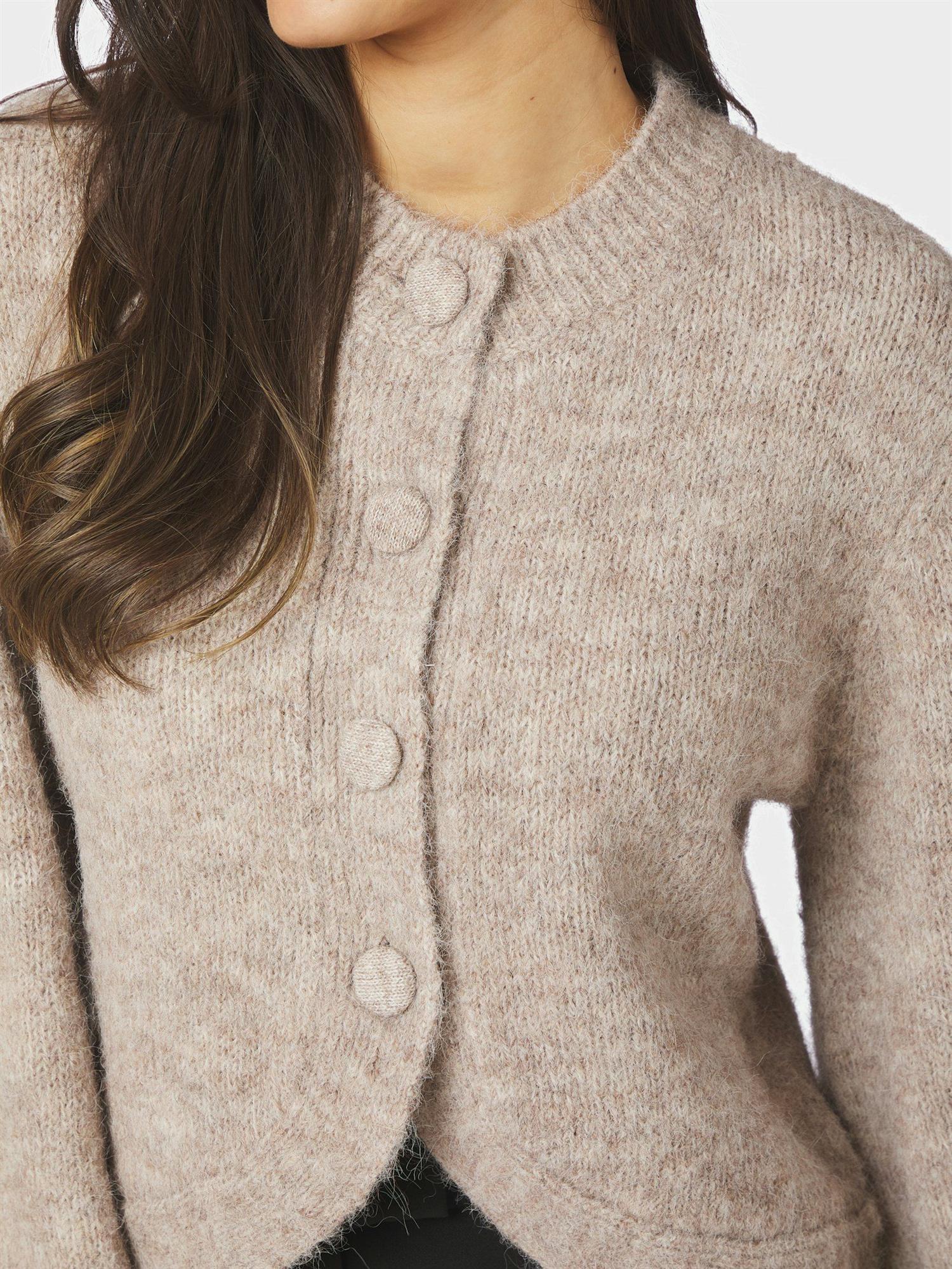 Gio Fluffy Knit Cardigan Beige Melange
