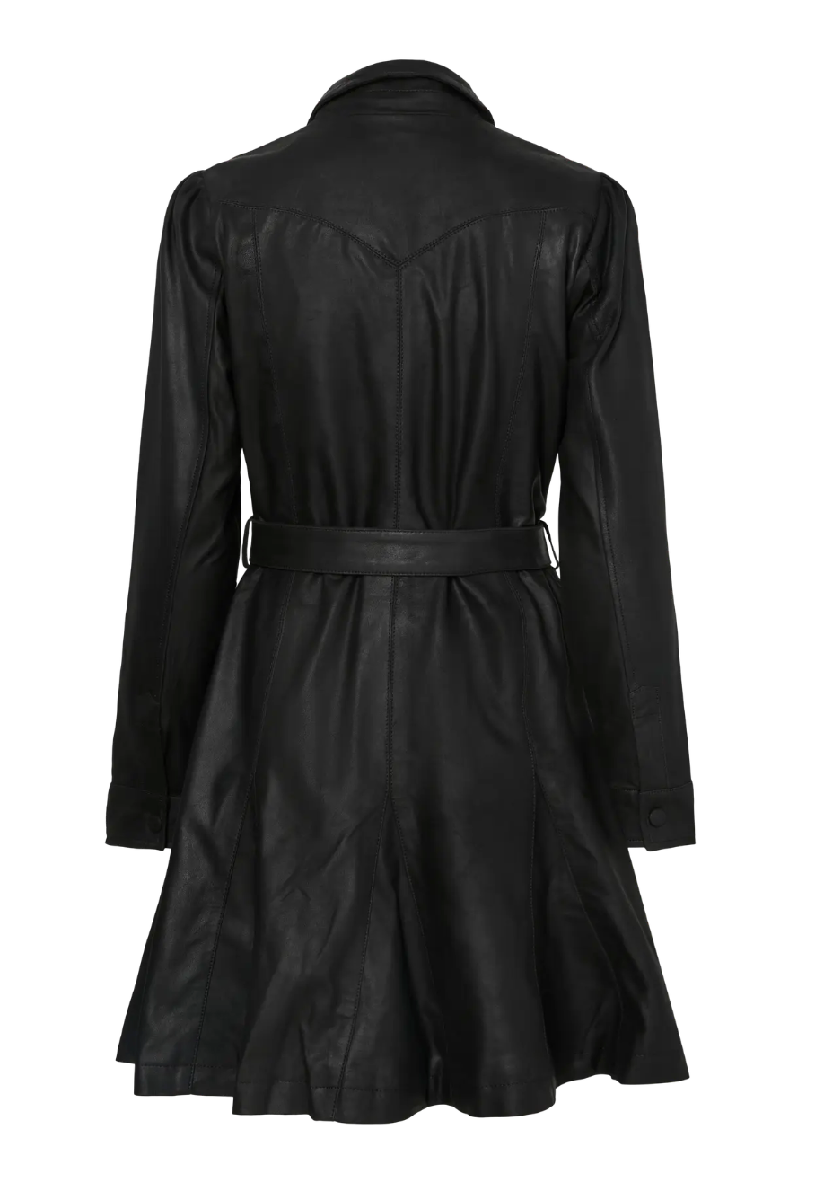 YASVimi Leather Shirt Dress Black
