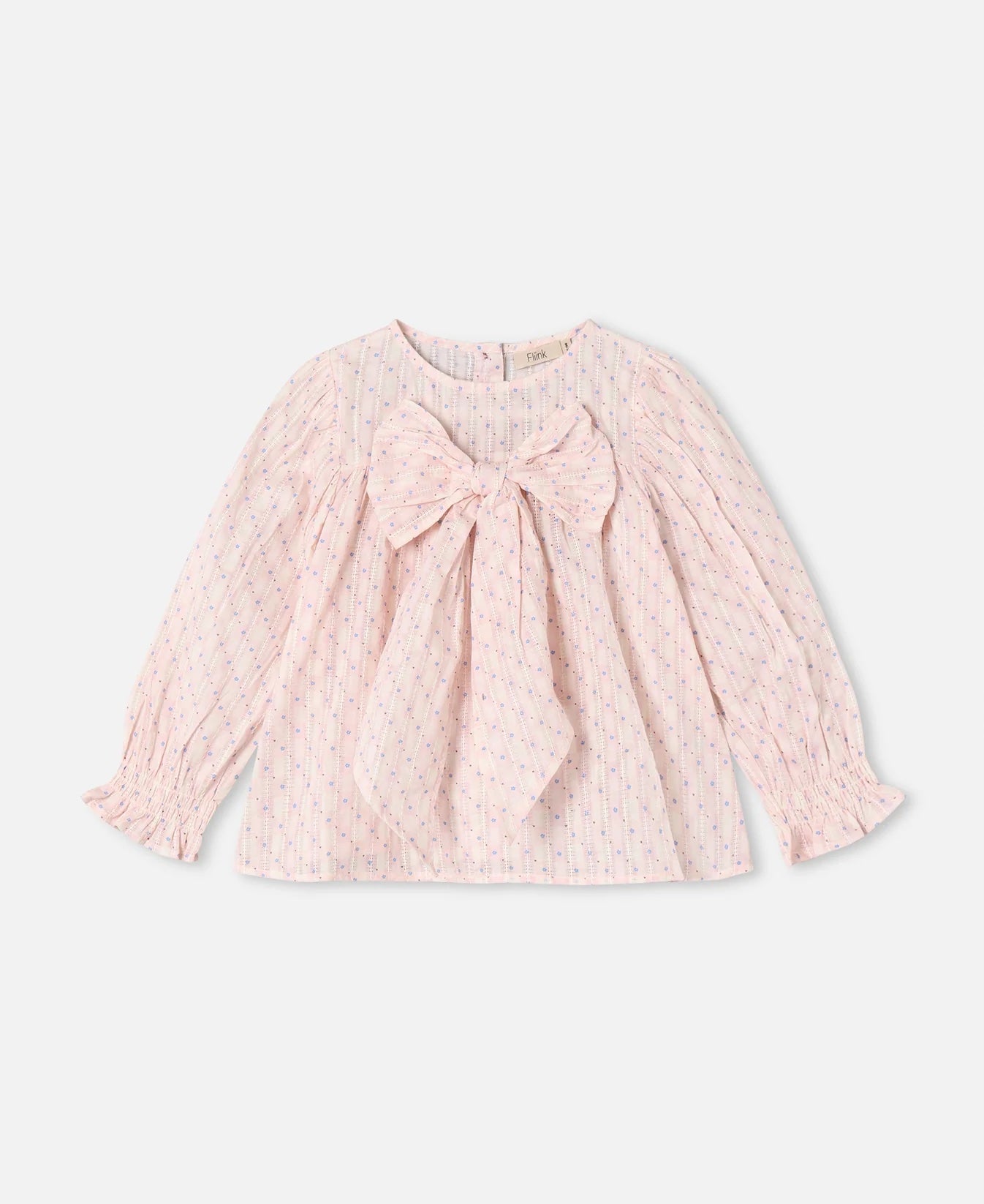 Zorro Ls Bow Blouse Icy Pink Check AOP