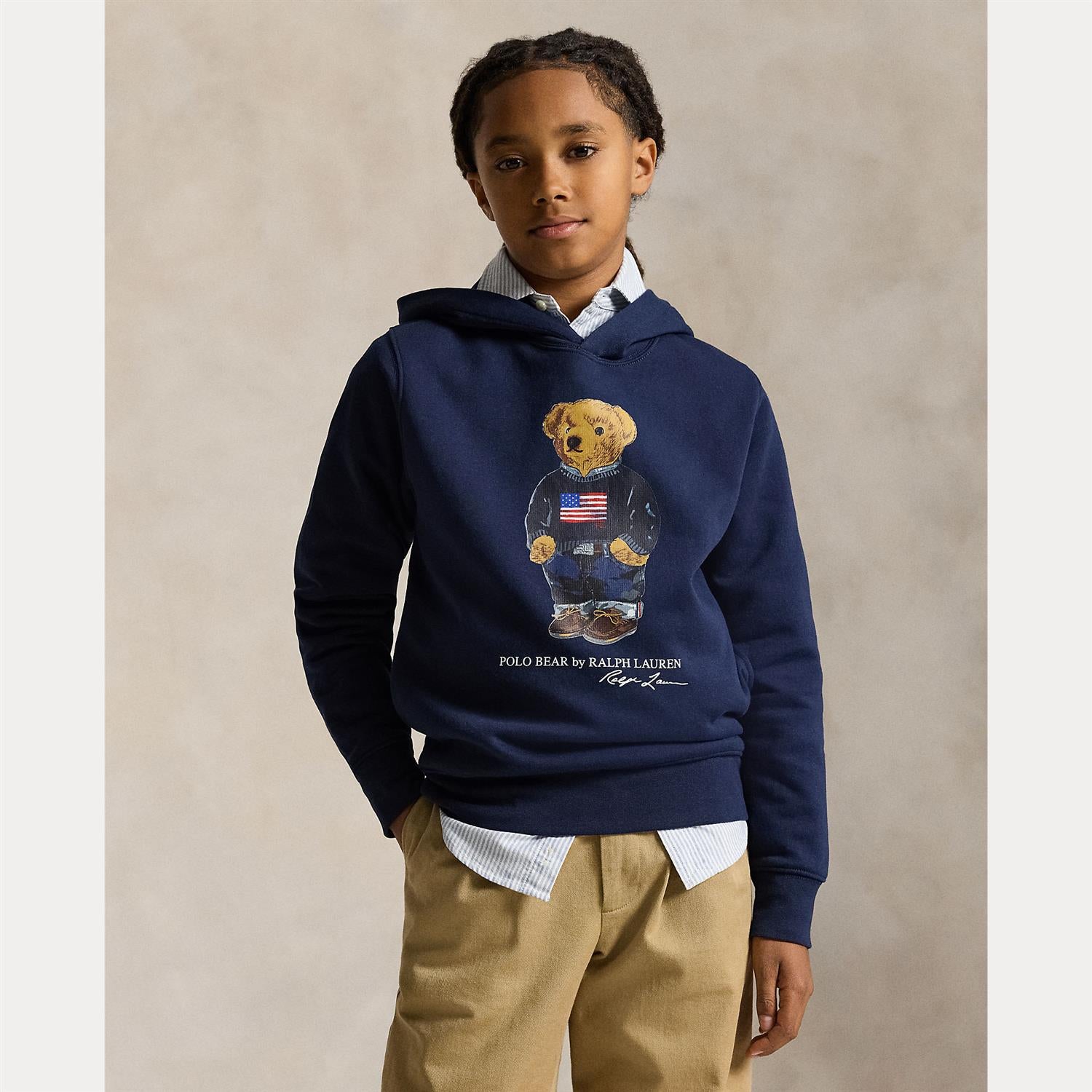 Polo Bear Fleece Hoodie Cruise Navy Core Bear