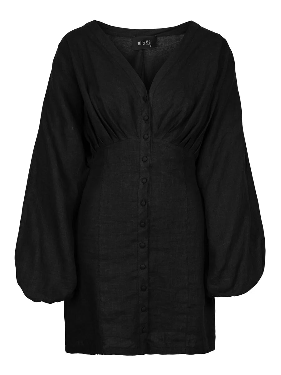 Jackie Linen Dress Black