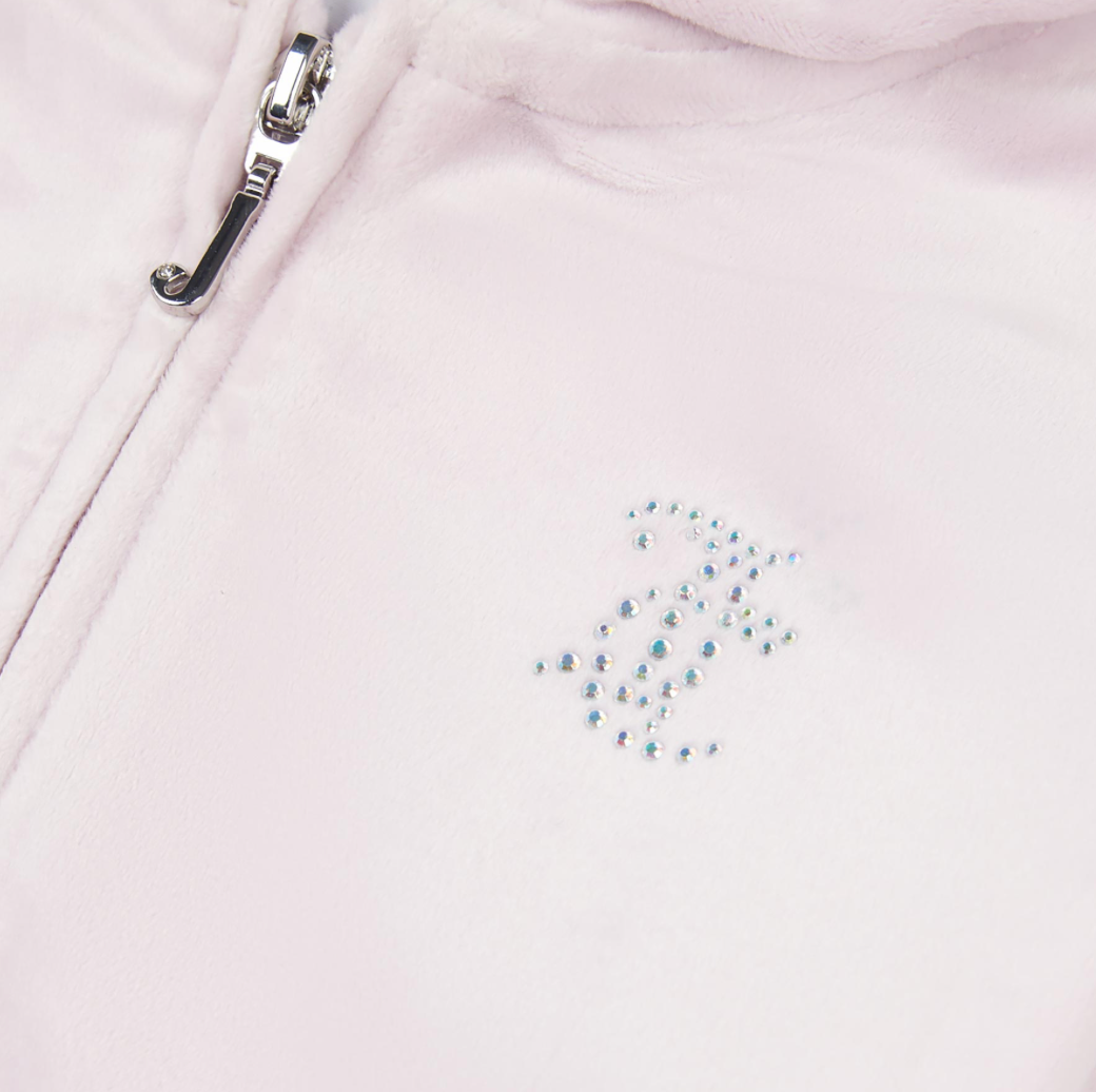 Diamante Velour Zip Tru Hoodie Lavender Fog