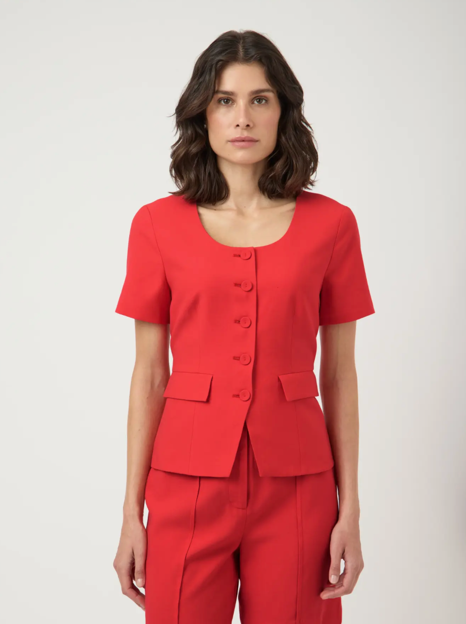 YASBIRMO SS BLAZER Poinsettia