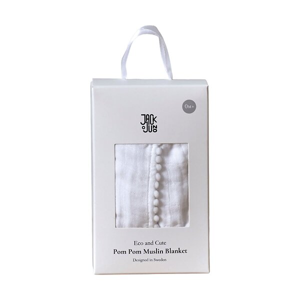 Pom Pom Muslin Blanket Pearl