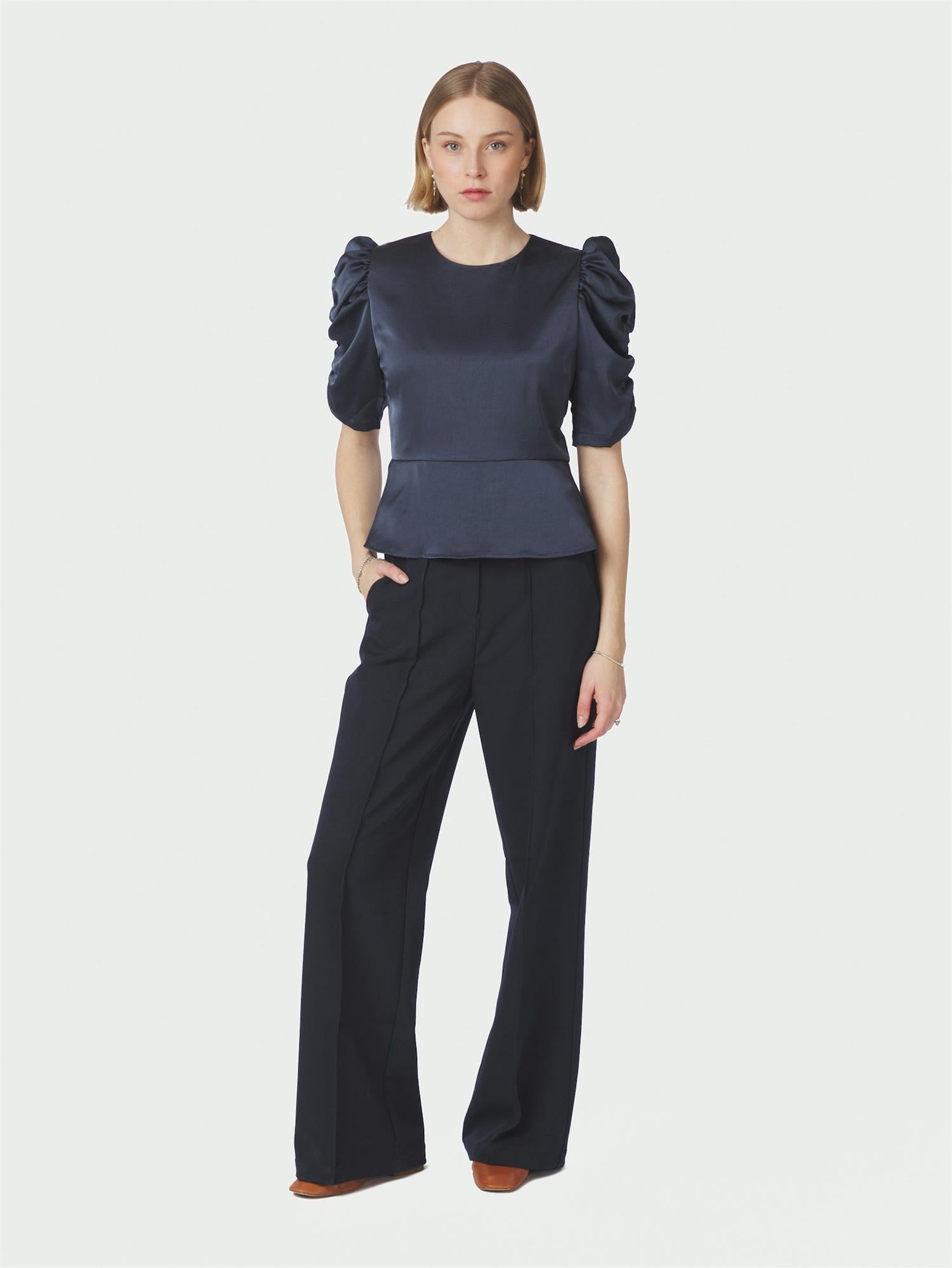 Benua Heavy Sateen Blouse Midnight Blue