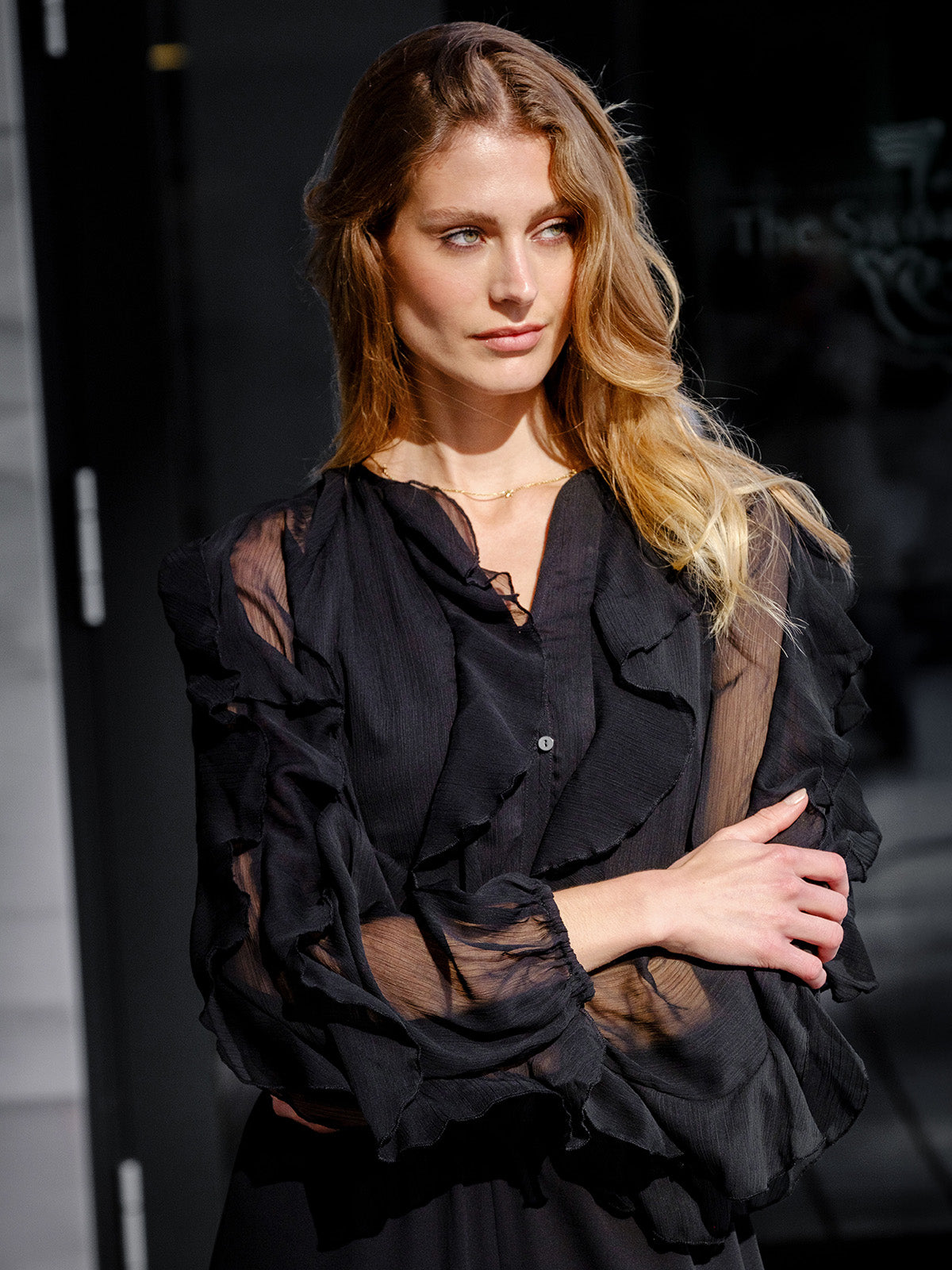 Ruffle Blouse Black
