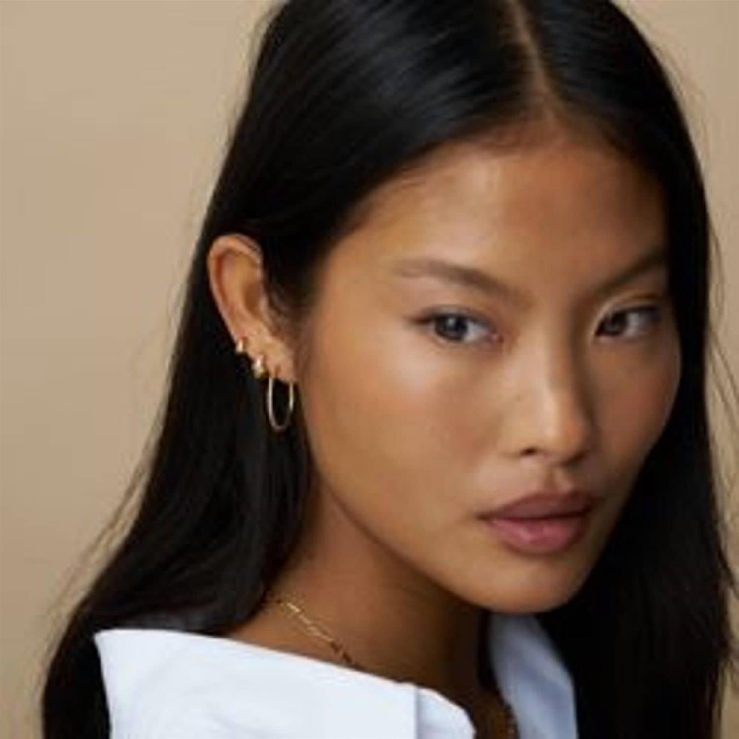 Fine Pave Mid-Size Hoop Earrings
