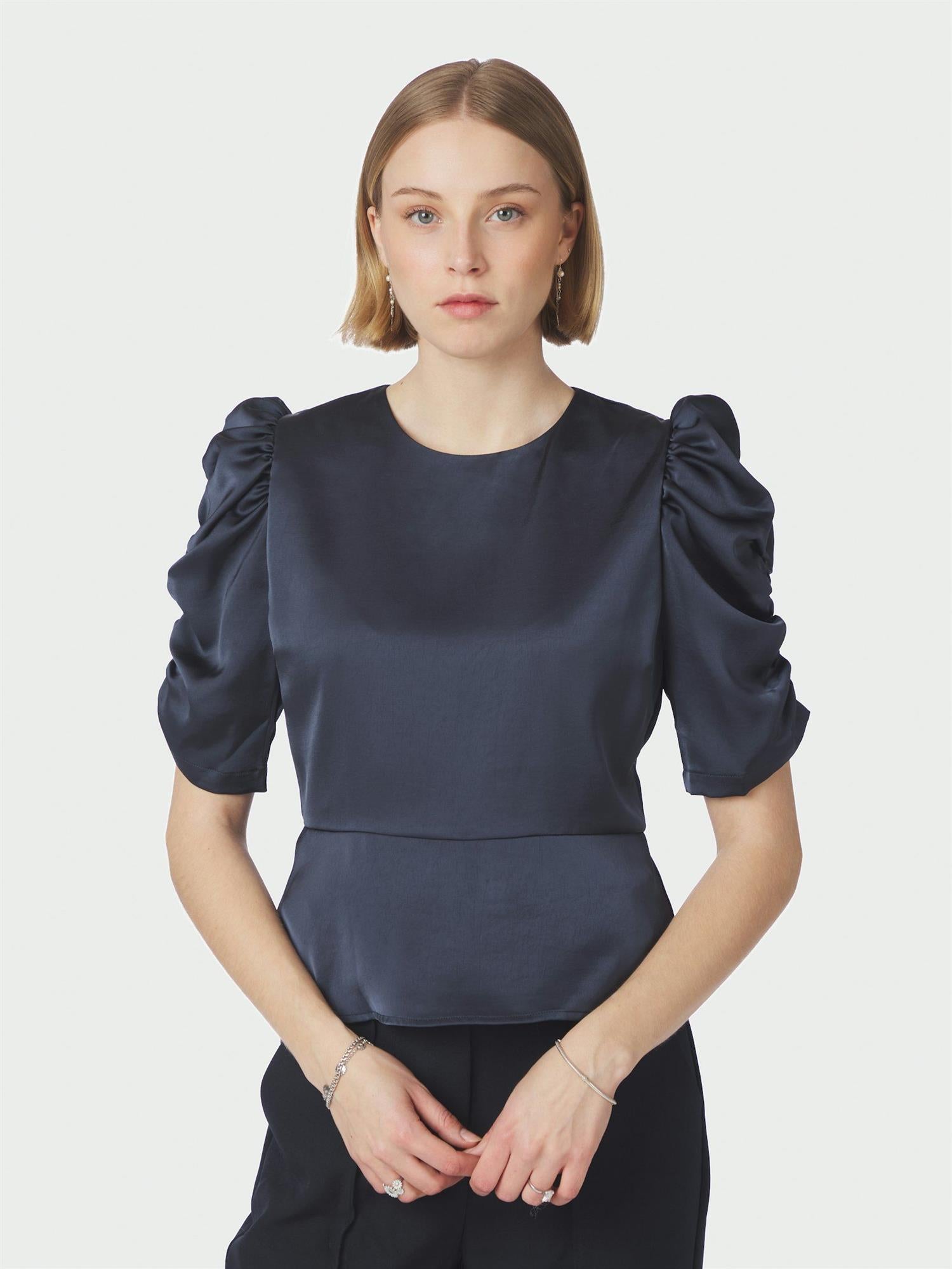 Benua Heavy Sateen Blouse Midnight Blue