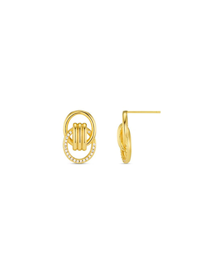 Fine Interlocking Pave Stud Eearrings