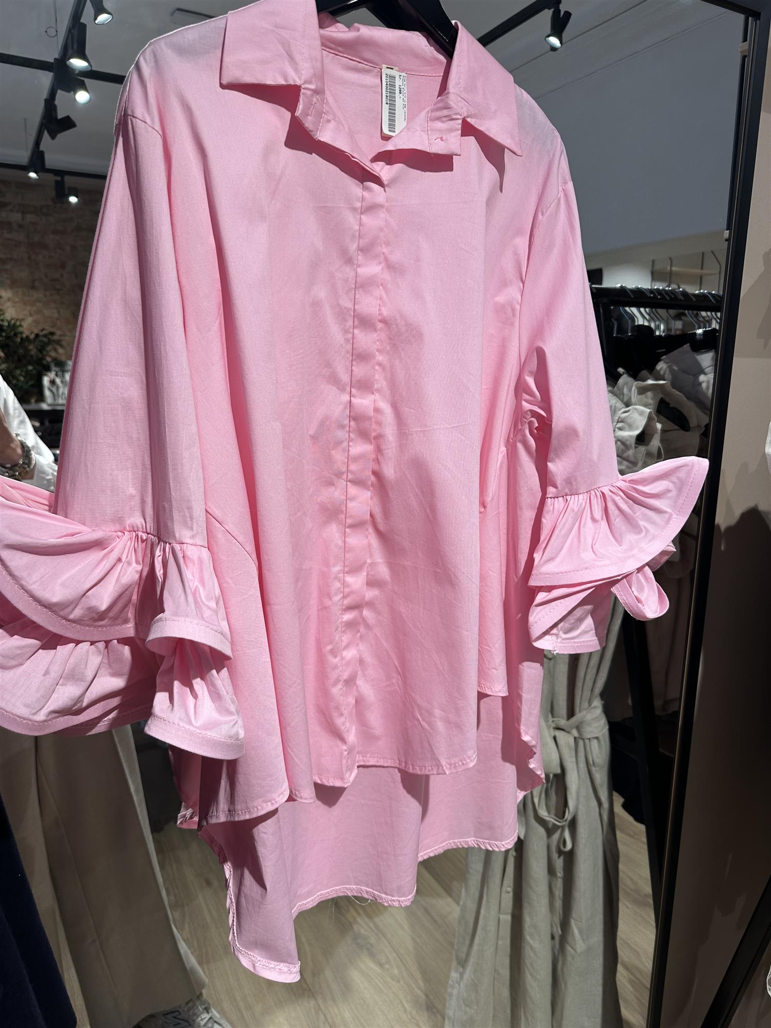 Flounce Blouse Hot Pink