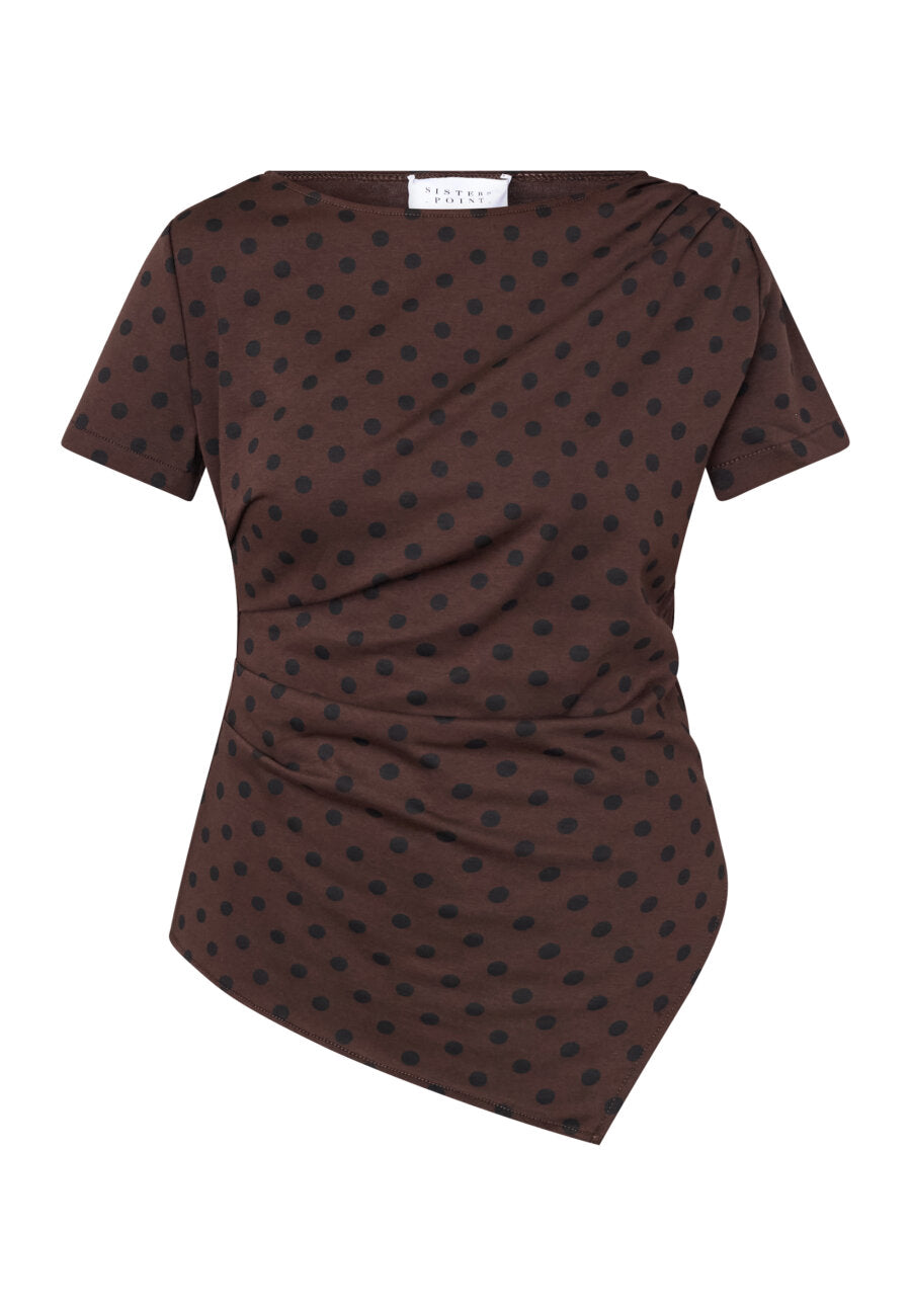 Veda Top Brown Black Dot