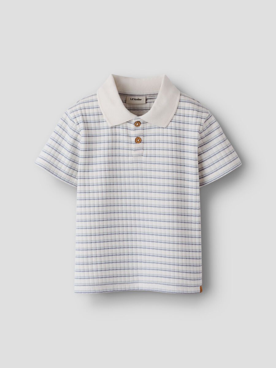 Haldur Ss Loose Polo Coconut Milk/Dusty Blue
