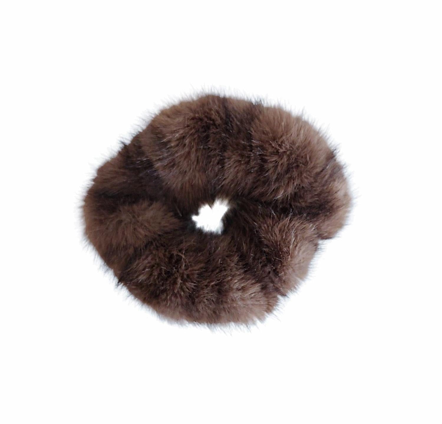 Scrunchie Fuskepels Brun