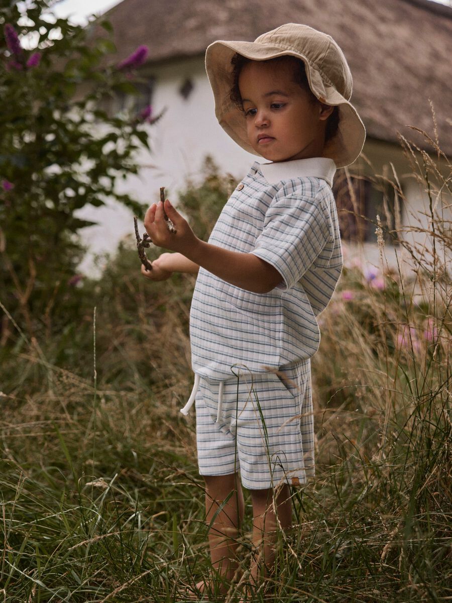 Haldur Ss Loose Polo Coconut Milk/Dusty Blue