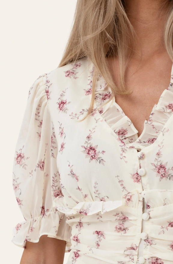 Ariel Long Dress Off White Vintage Rose
