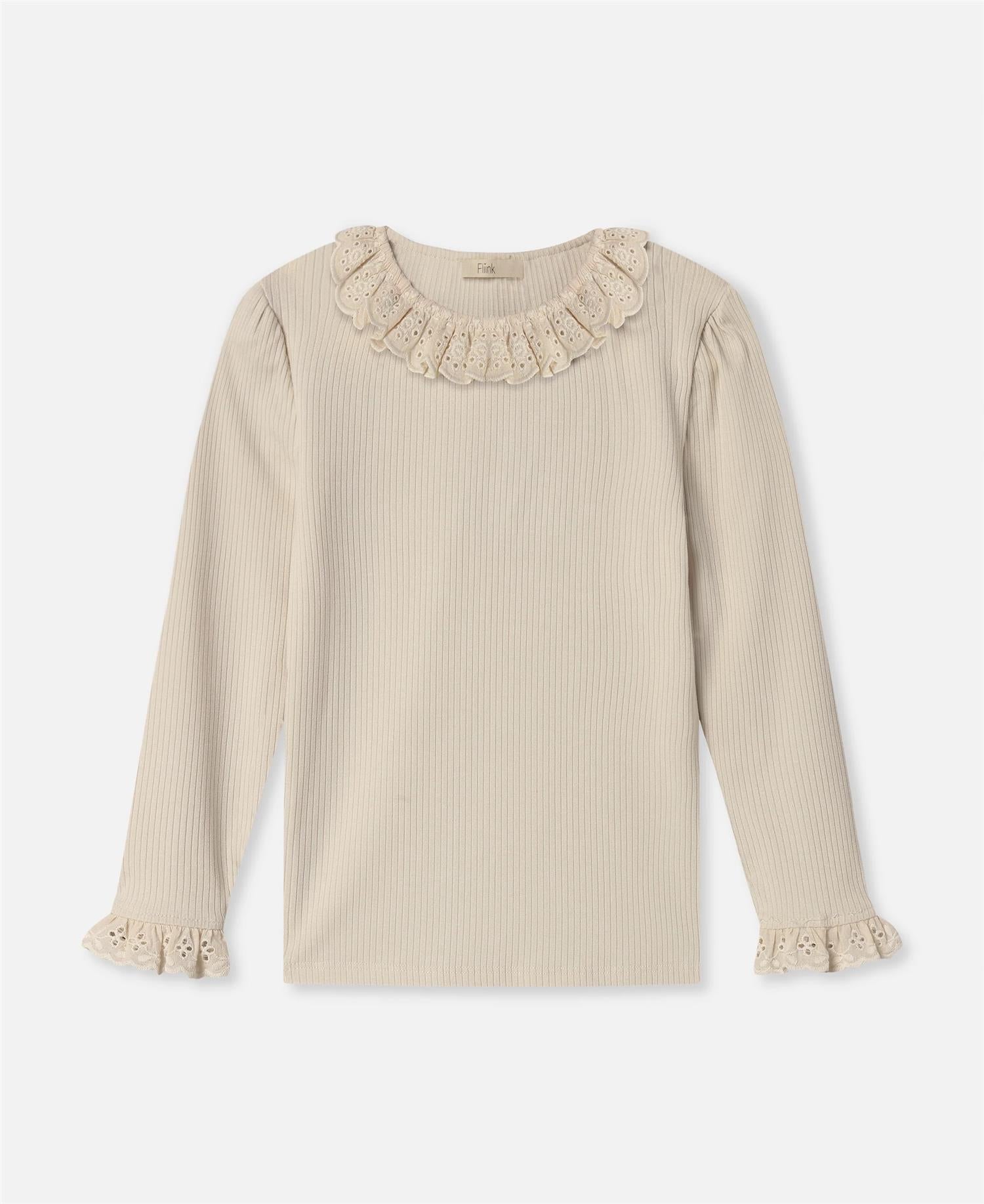 Kenna Ls Lace Blouse Sandshell