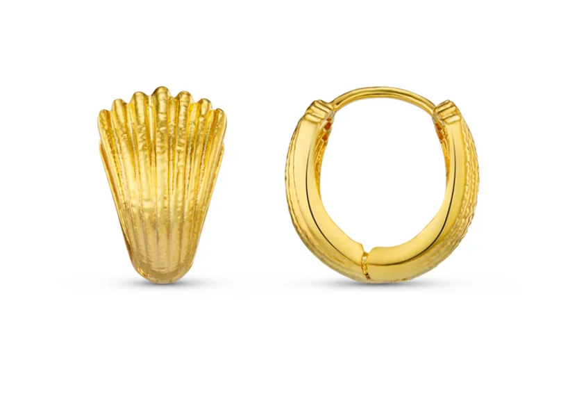 Textured Fan Small Hoop Gold