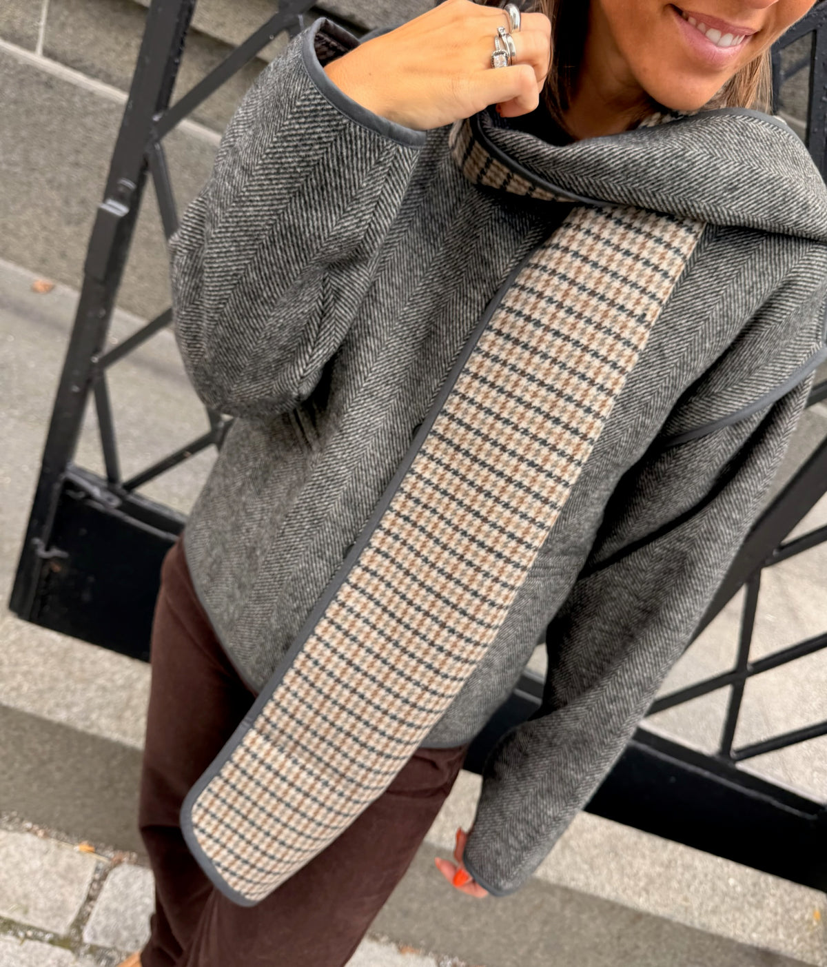 Checki Jacket Grey/Black