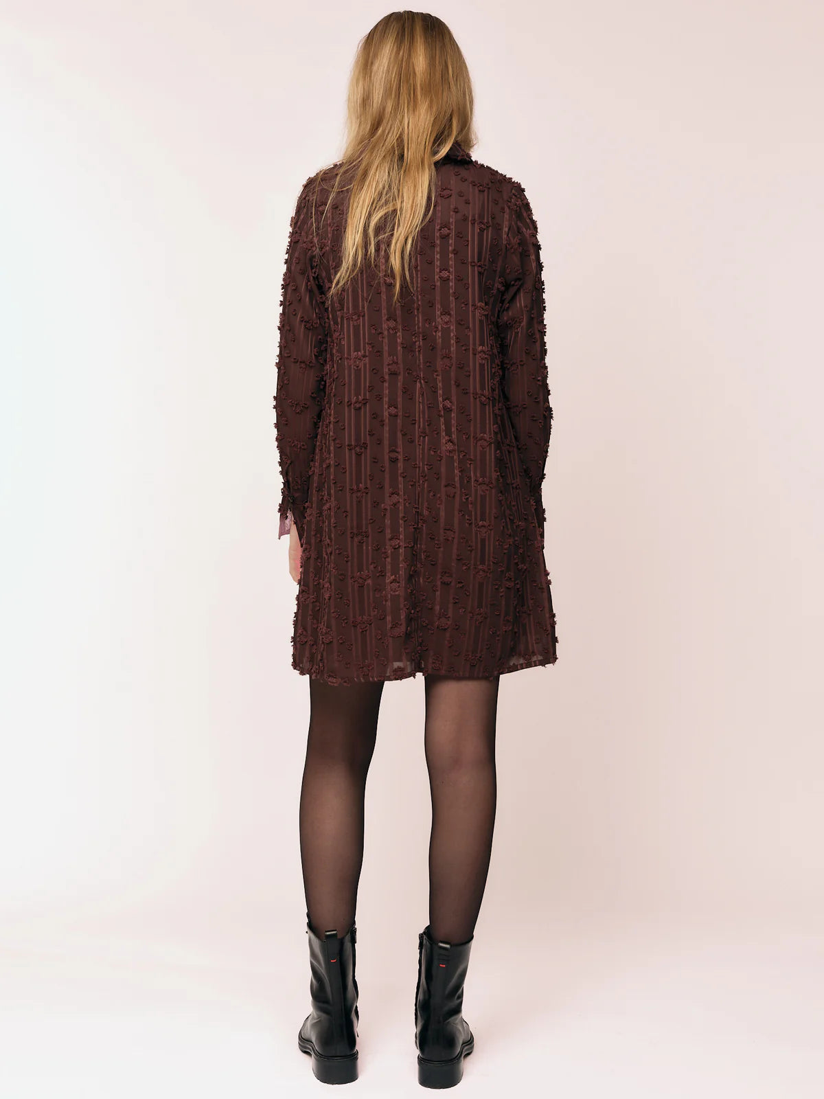 Julia Mock Neck Dress Deep Mahogny