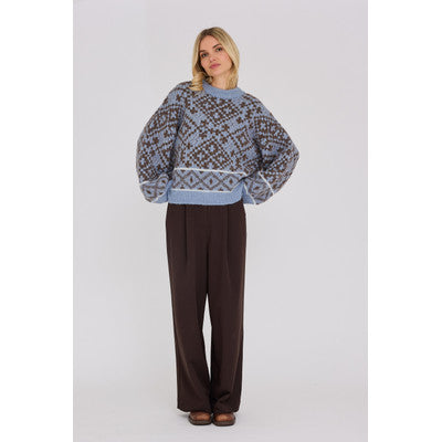 Luxana Knit Pullover Brown/Blue