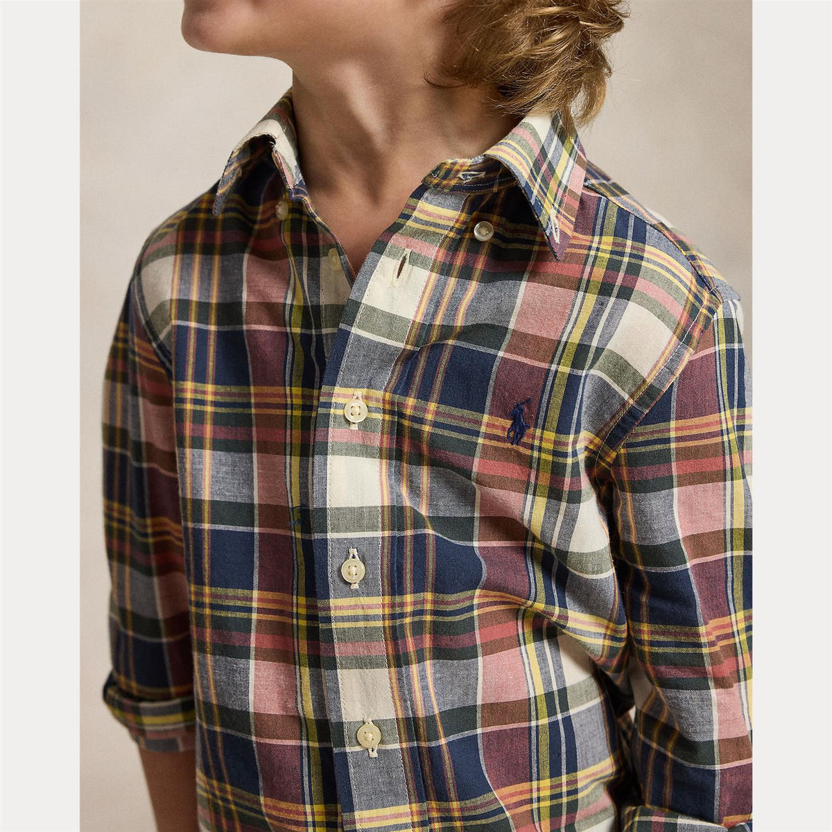 Woven Sport Shirt Classics Navy Yellow Multi