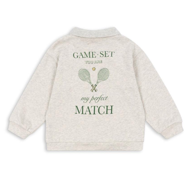 Spotty Langermet Polo Gots Off White Melange