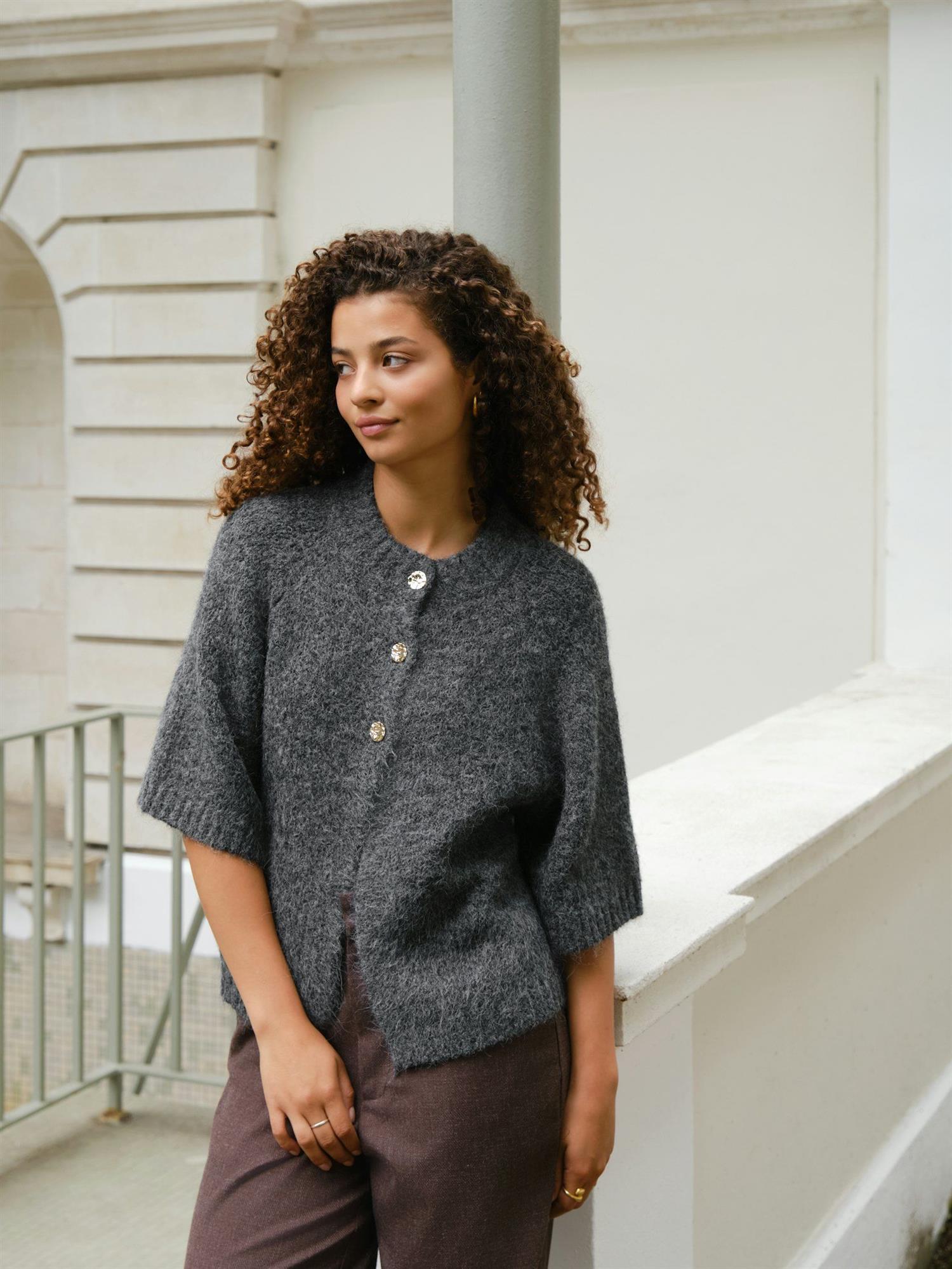 Benuta Fluffy Knit Cardigan Antrcit Melange
