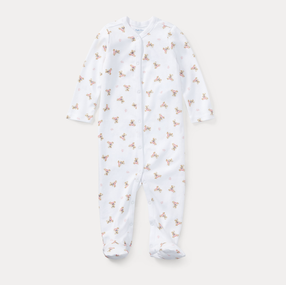 Bear Onepiece Coverall White/Pink/Multi