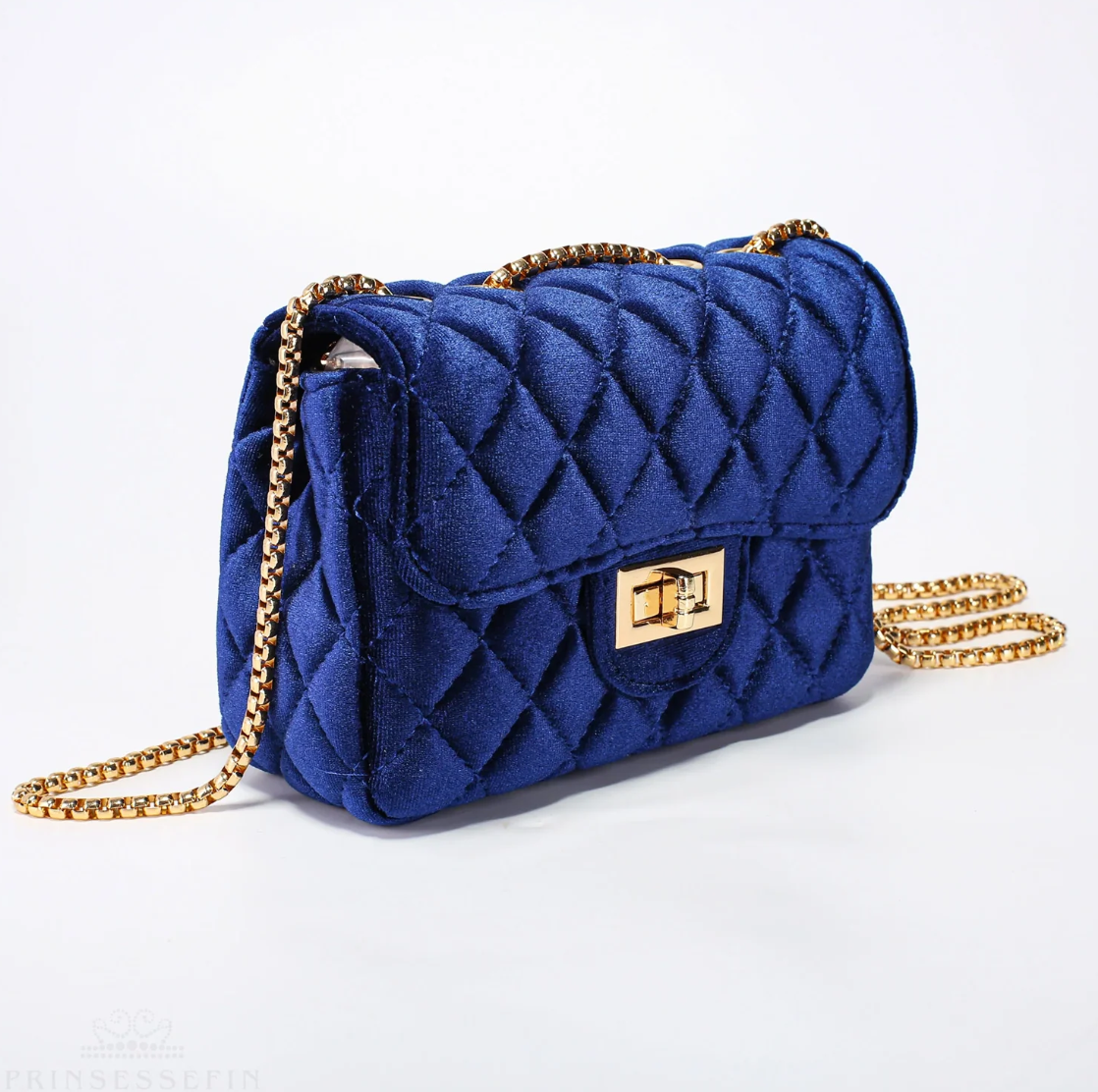 Alexandra Velvet Handbag Navy - Medium